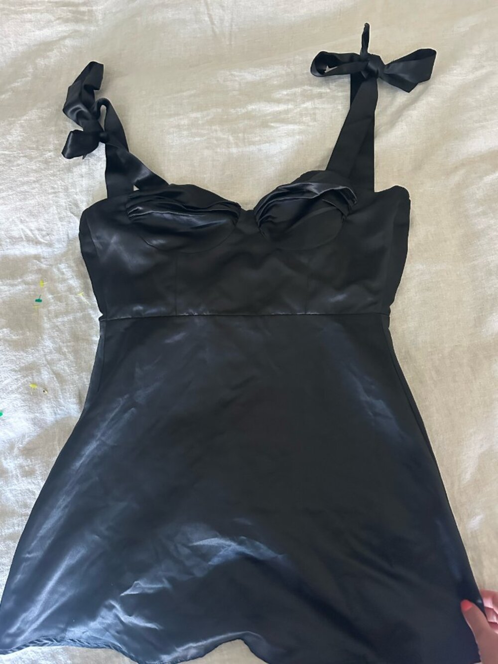 Lucy in the Sky Satin Black Dress - S - Picture 2 of 3